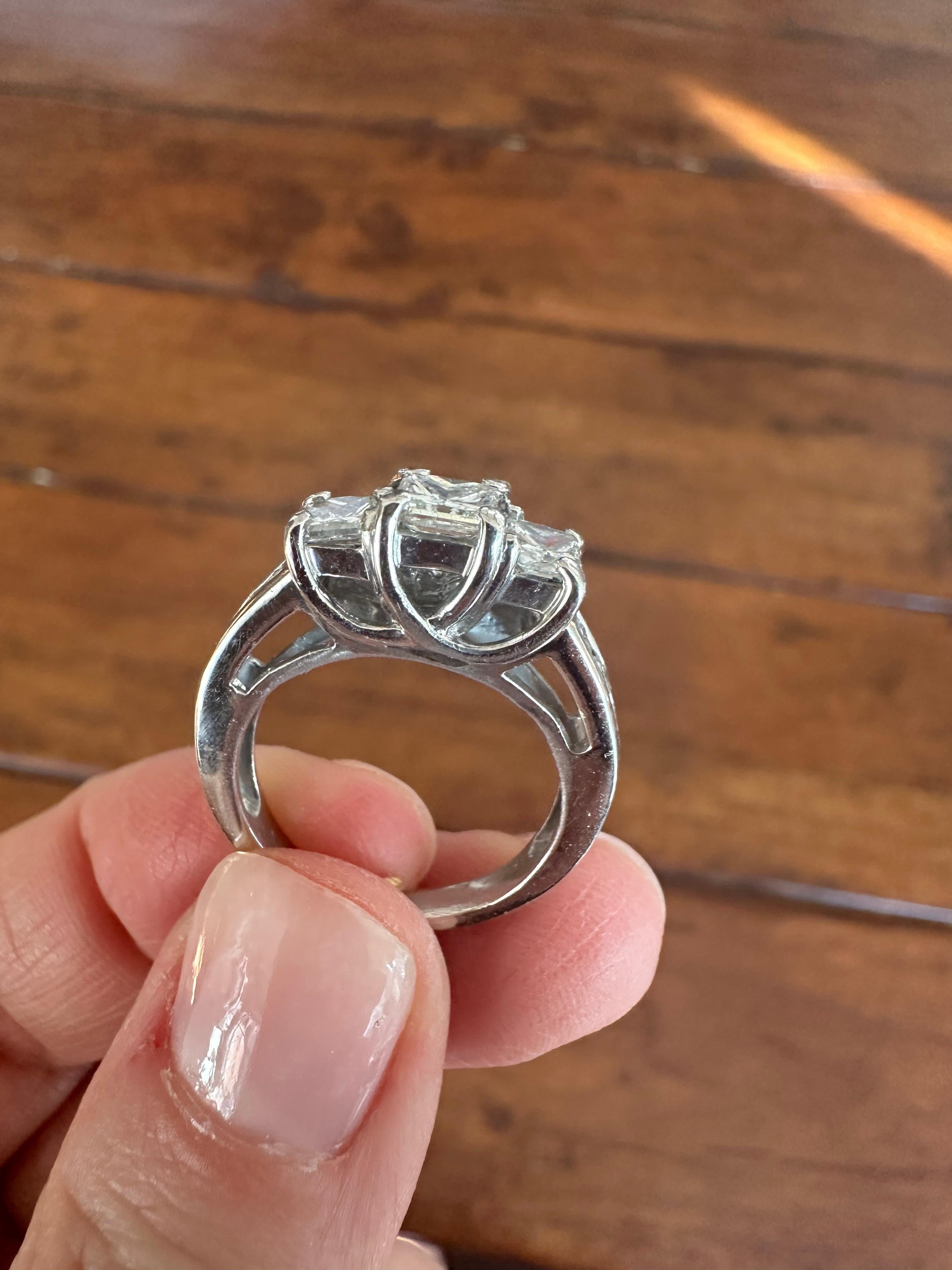 Estate Diamond and Platinum Engagement Ring  For Sale 1