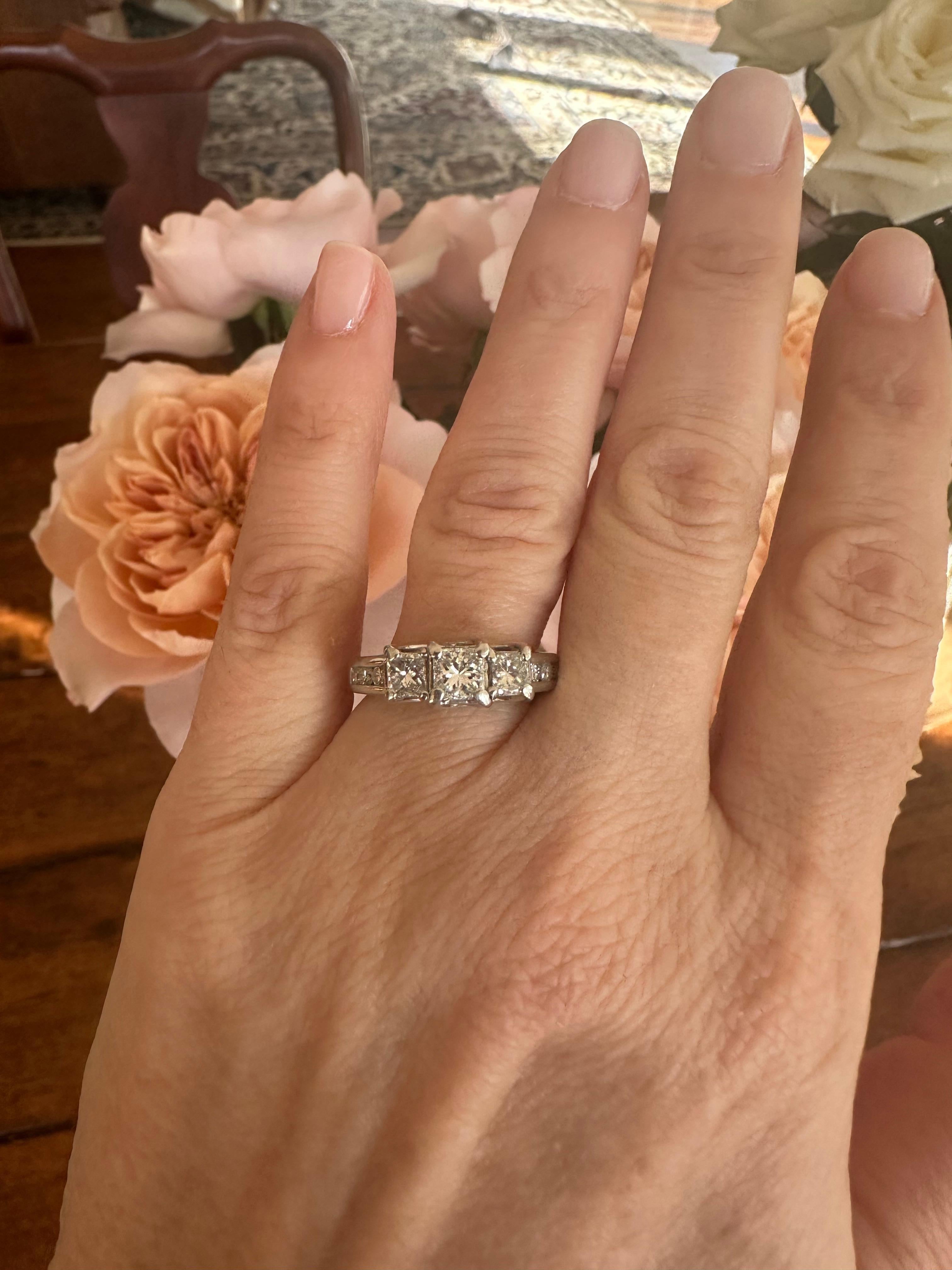 Estate Diamond and Platinum Engagement Ring  For Sale 2