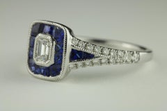 Estate Diamond and Sapphire Cluster Ring