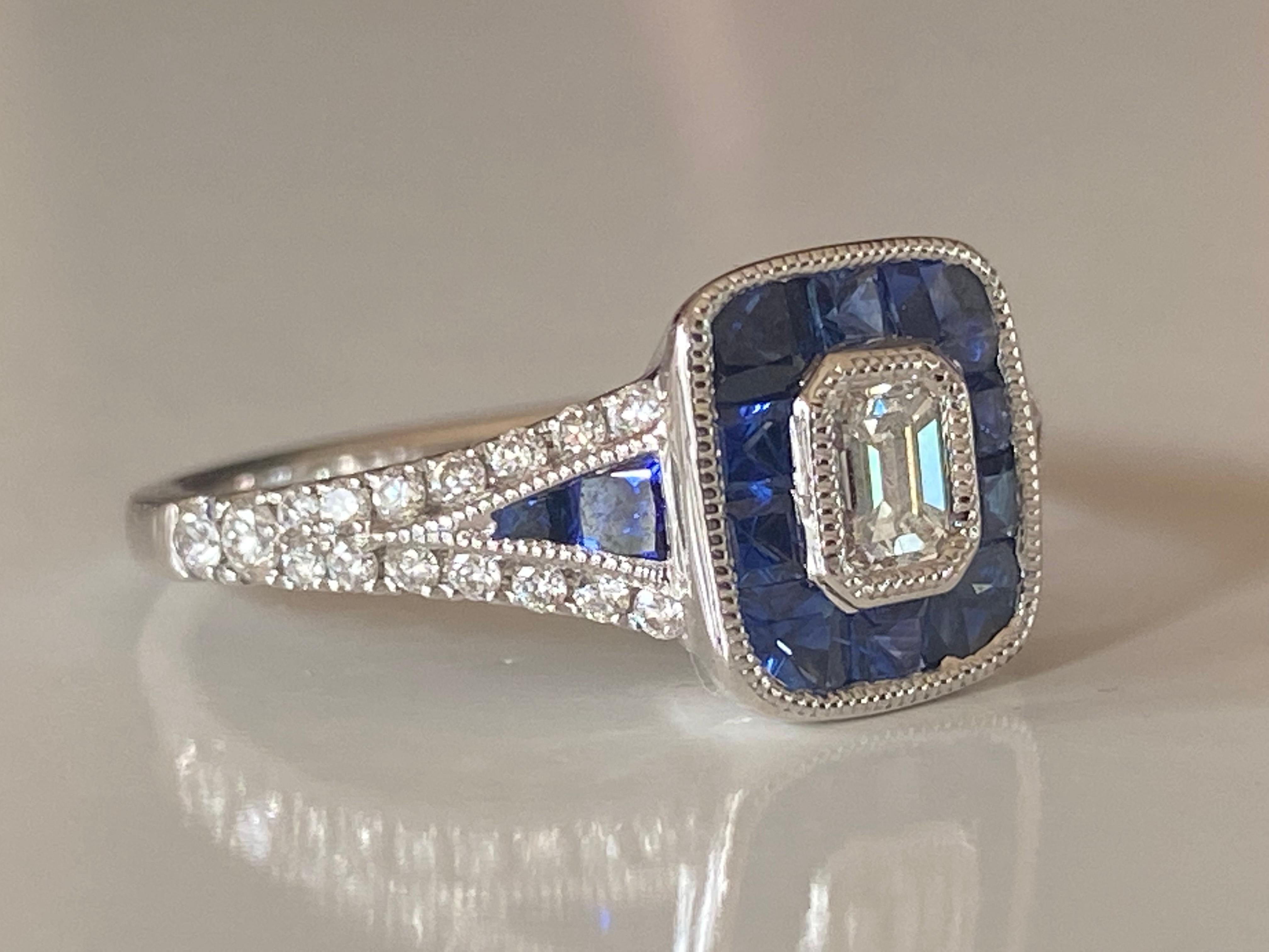 Women's Estate Diamond and Sapphire Cluster Ring For Sale