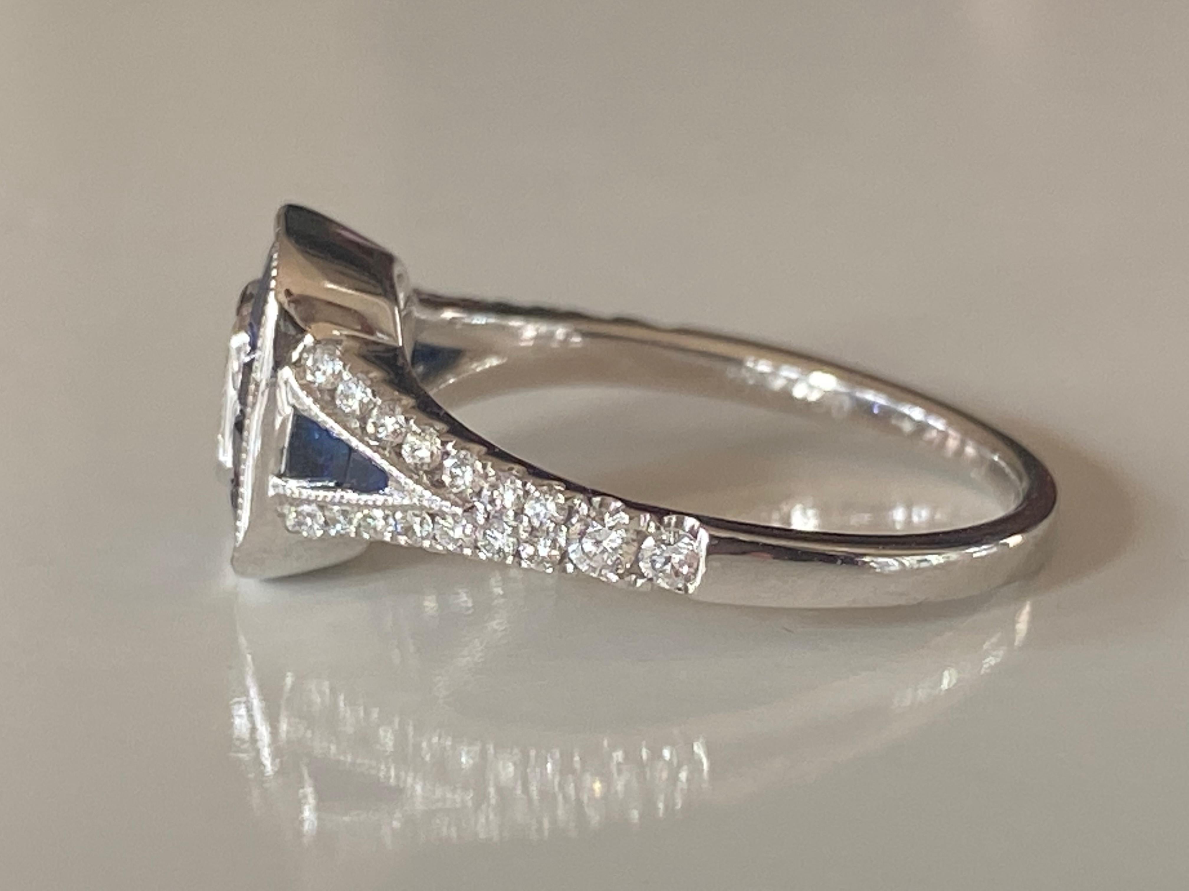 Nachlass-Cluster-Ring mit Diamant und Saphir im Angebot 1