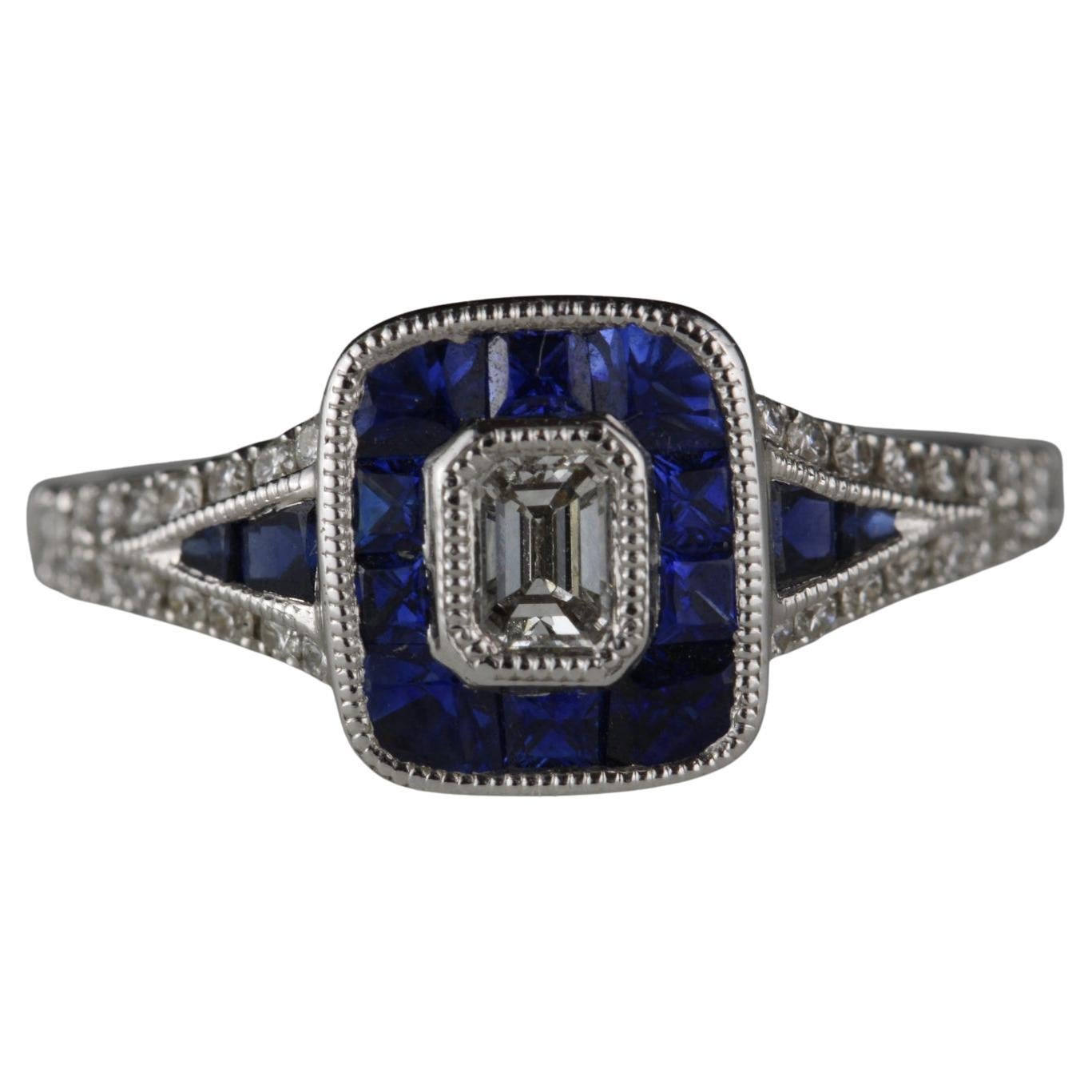 Estate Diamond and Sapphire Cluster Ring