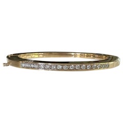 Estate Diamond and Yellow Gold Bangle Bracelet