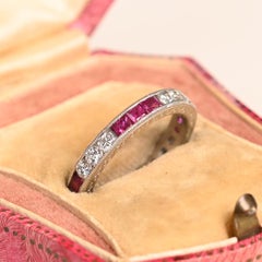 Diamond and Ruby 3 by 3 Wedding Band. Alternate Diamond Ruby Eternity Platinum