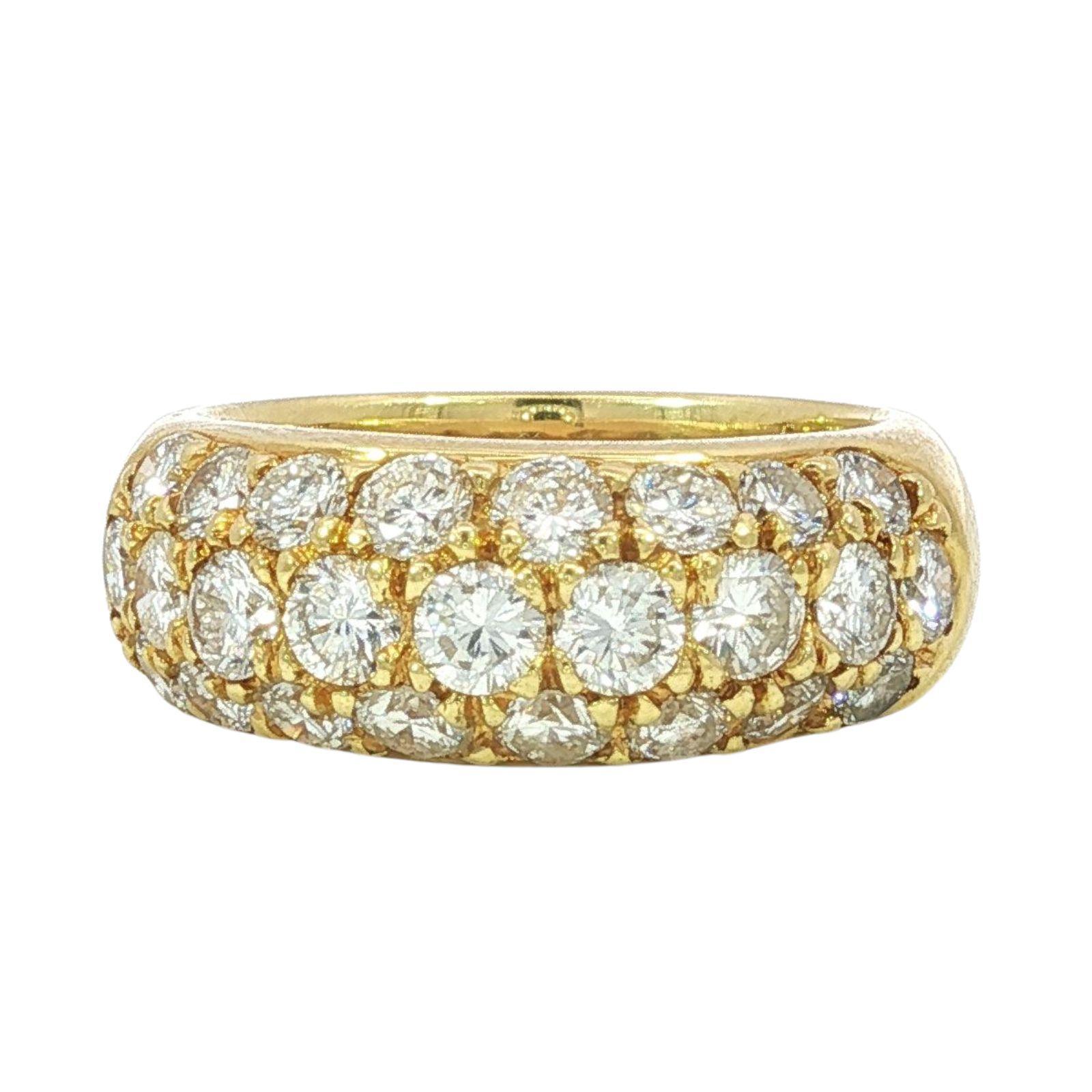 Estate Diamond Band 18K Yellow Gold Size 6.5 ~2.25ctw 

Made in 18k yellow gold, this band ring showcases a stunning array of round-cut white diamonds. The diamonds, totaling approximately 2.23 carats, are meticulously set in a pavé style, creating