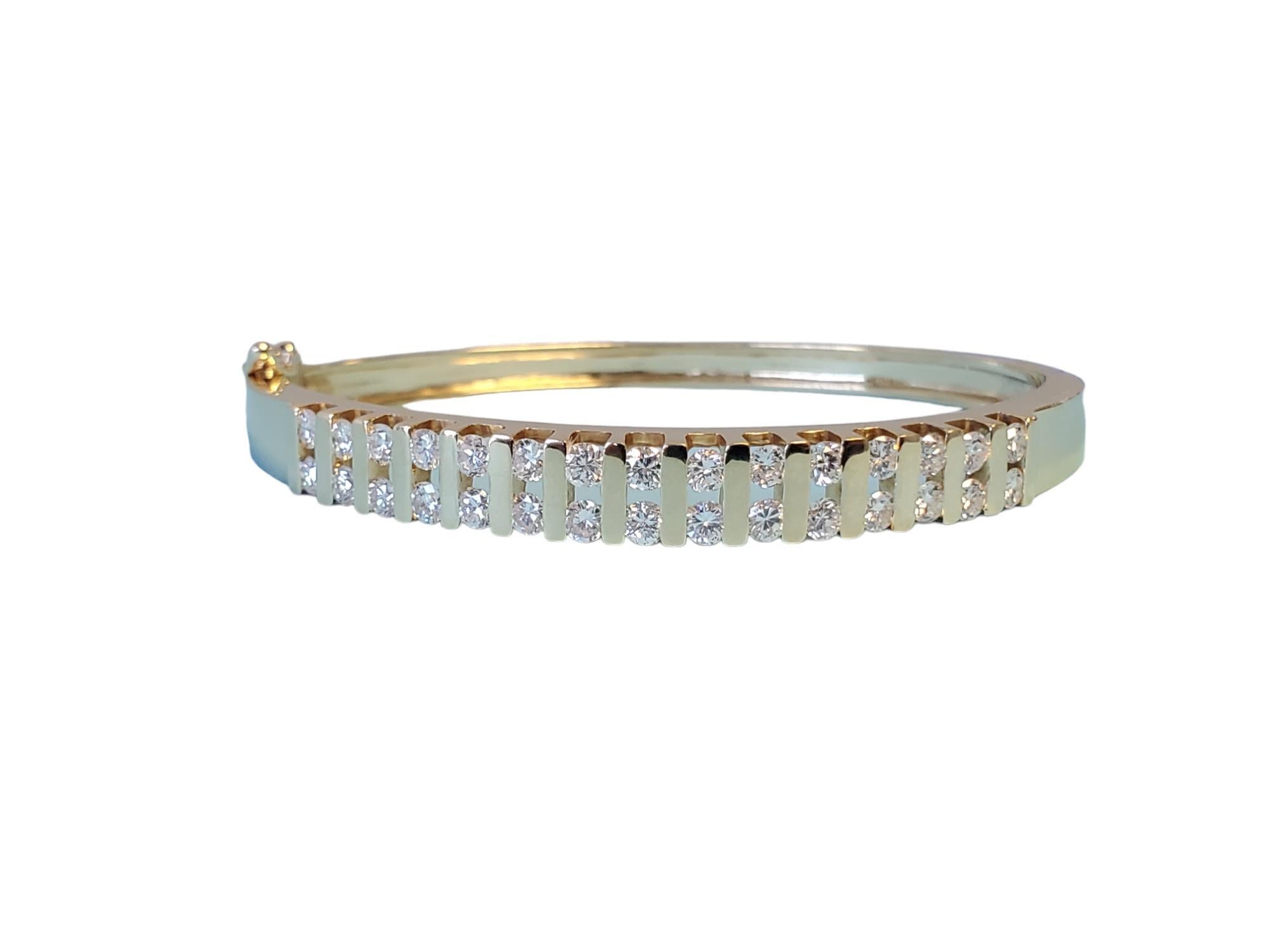 Nachlass Diamant-Armreif Schwerer 14k Gelbgold Diamant-Armband im Zustand „Gut“ im Angebot in Overland Park, KS