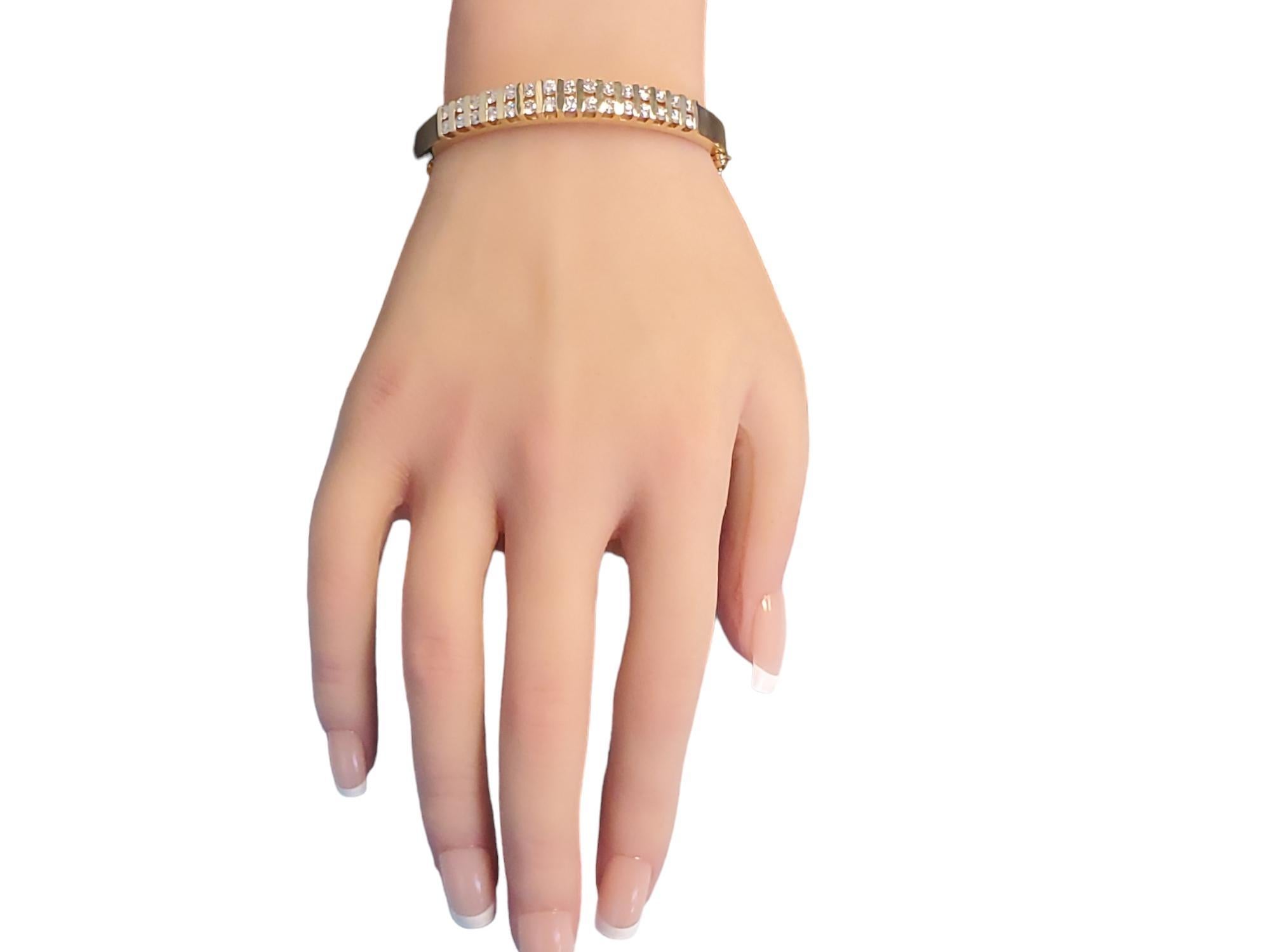 Nachlass Diamant-Armreif Schwerer 14k Gelbgold Diamant-Armband Damen im Angebot