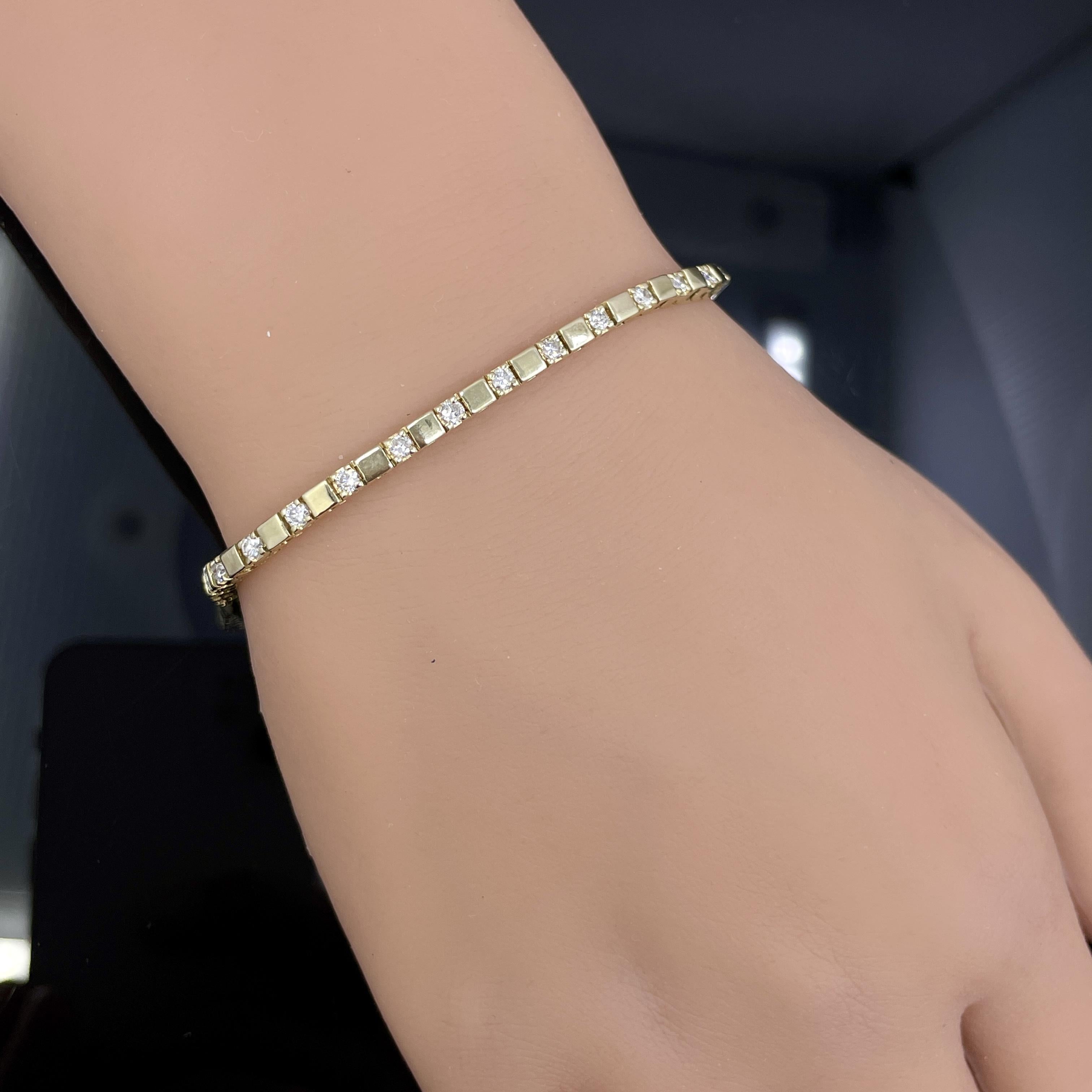 Vintage 1980s 14K Gold Diamond Tennis Bracelet – 1.50ctw, 7.25