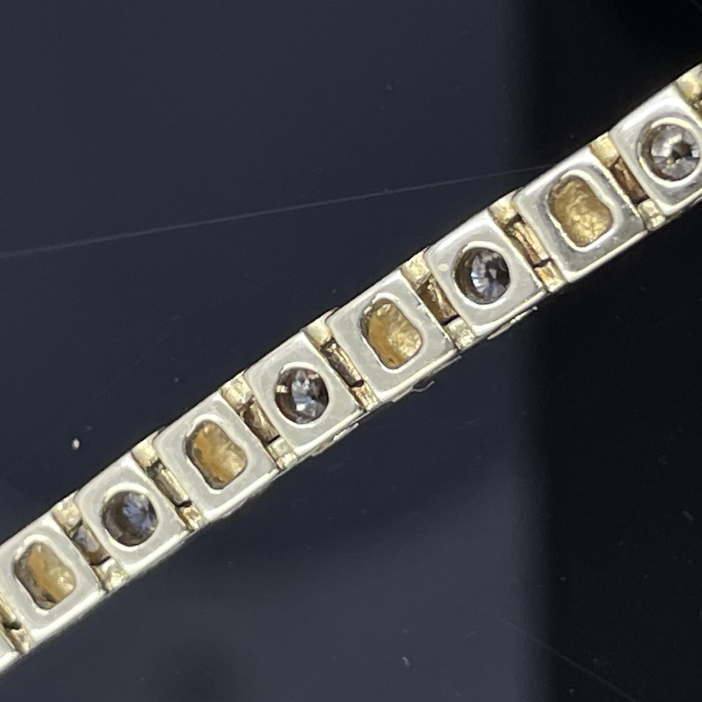 Estate Diamond & Bar Link Tennis Bracelet 14k Yellow Gold 1.50ctw In Excellent Condition For Sale In Orlando, FL