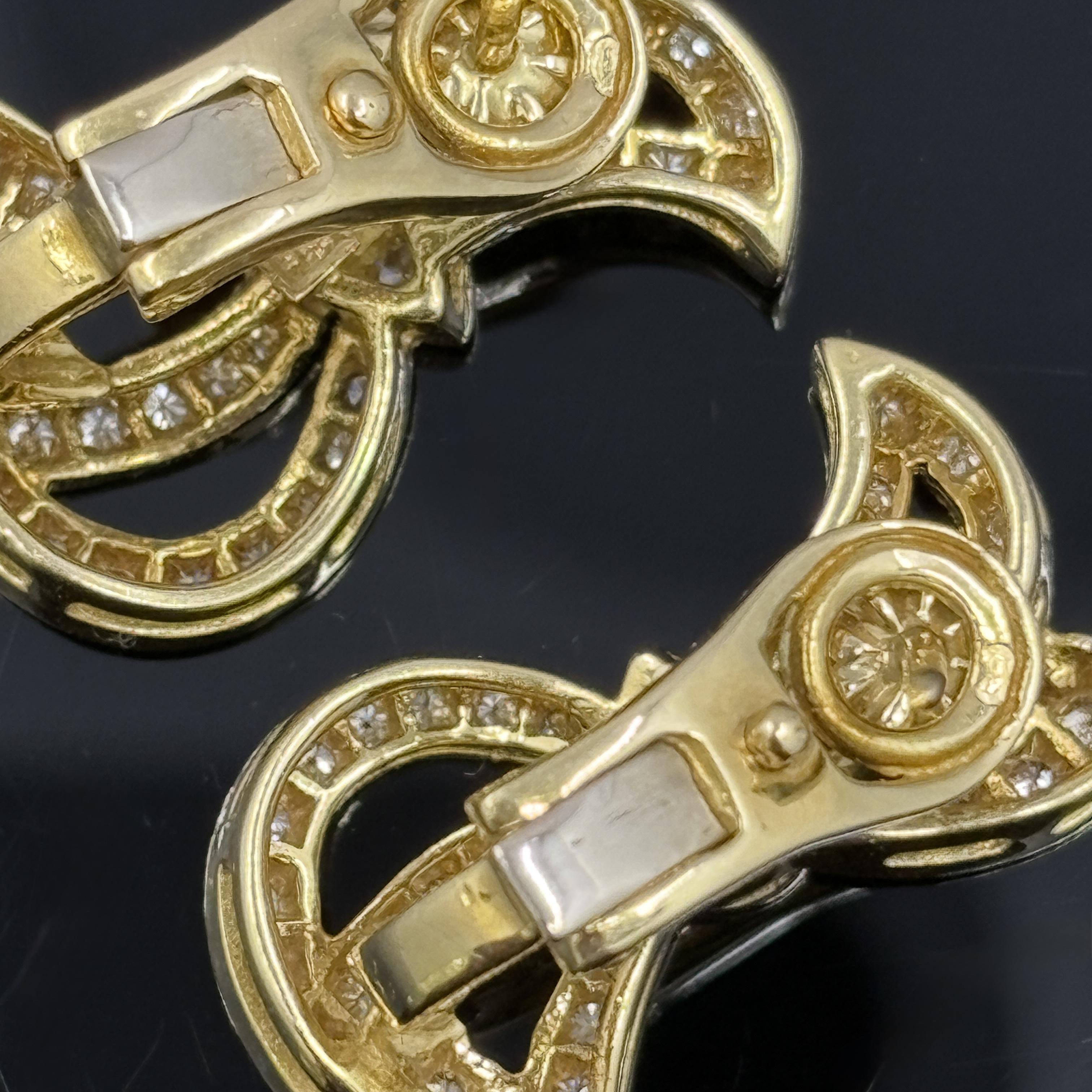 Estate Diamond Bow Ohrringe w / Französisch Eule Stempel 18k Damen im Angebot