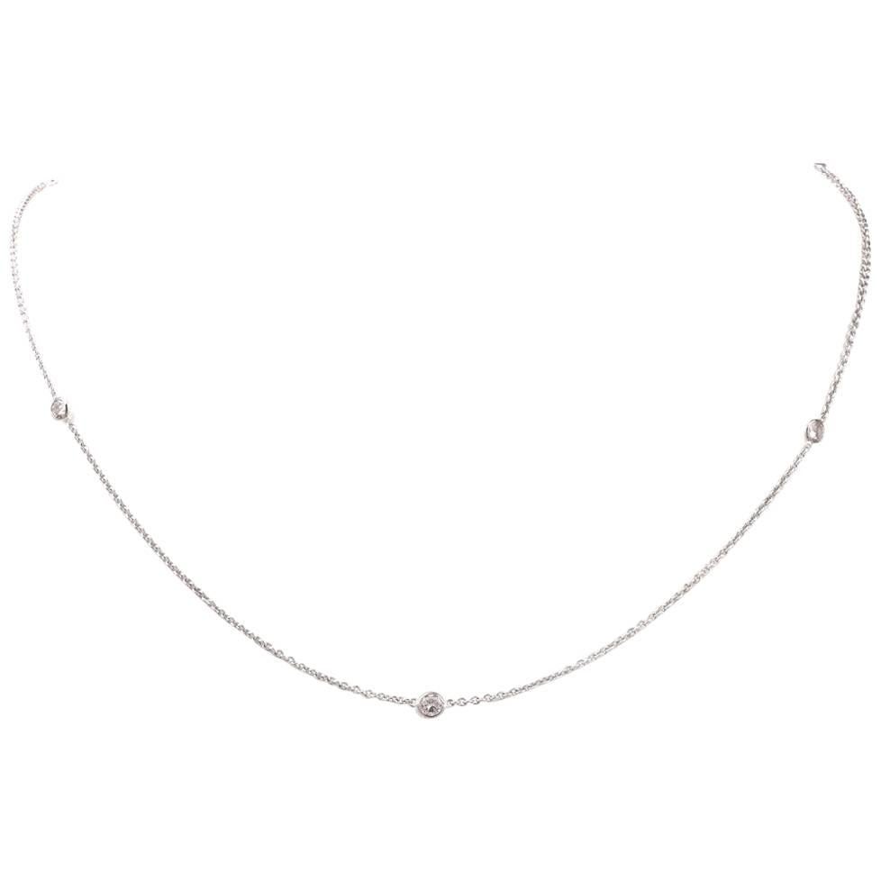 Estate Diamond by the Yard 18-Karat White Gold Necklace