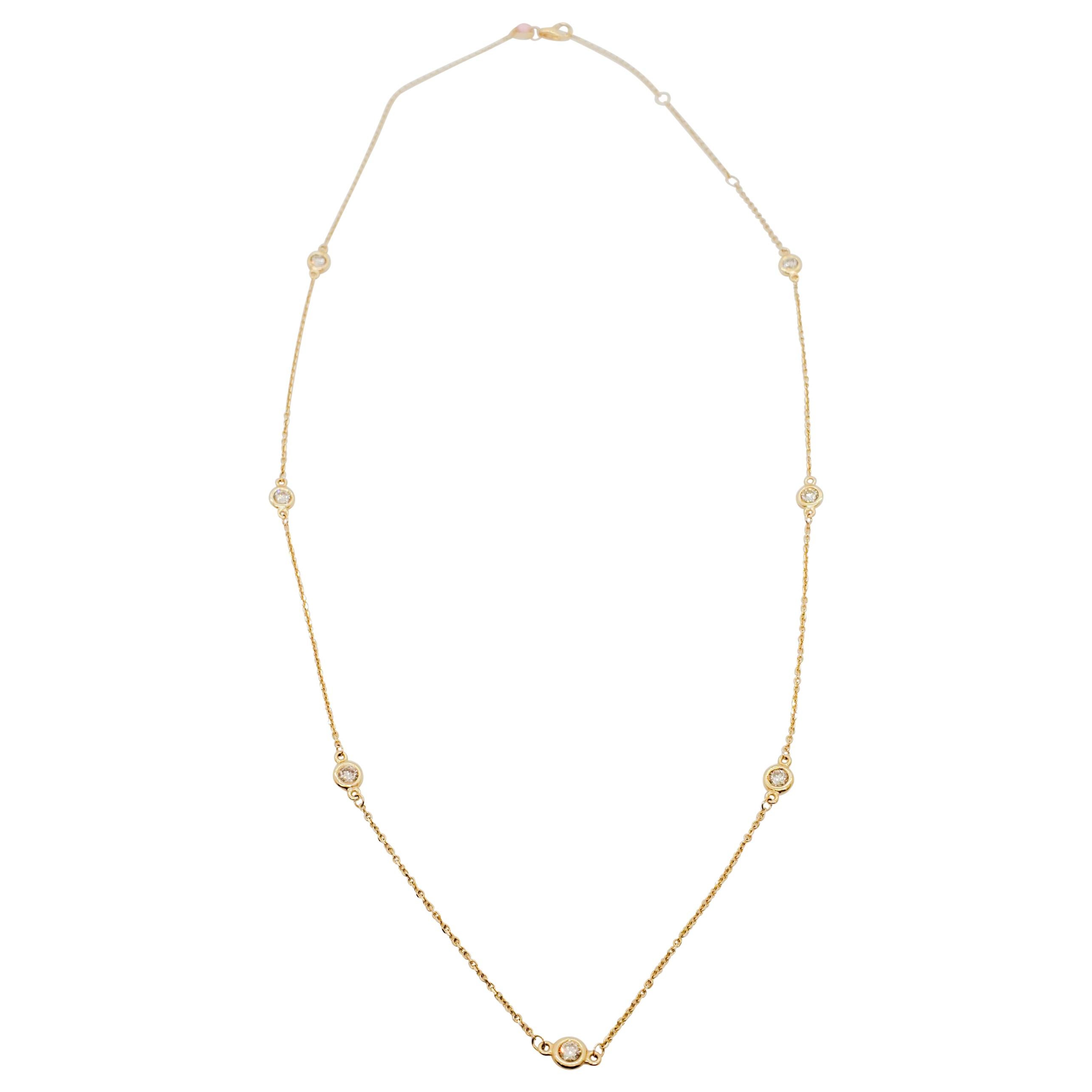 Estate Diamond by The Yard Necklace in 14k White Gold For Sale at 1stDibs