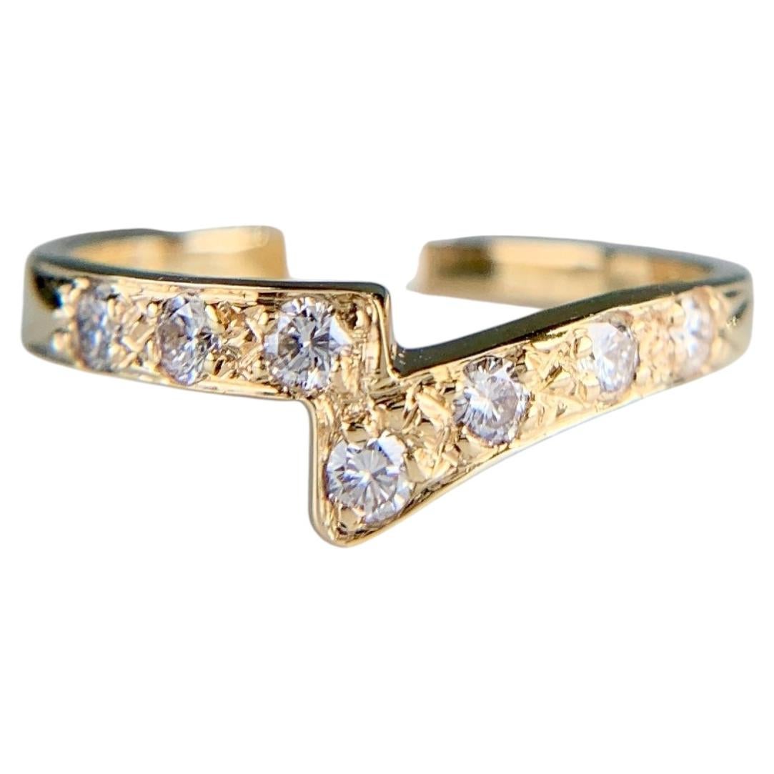 Estate Diamond Bypass Band Ring 14k Yellow Gold