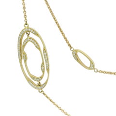 Estate Diamond Circle Necklace 18K Yellow Gold 36" length ~2.1ctw Designer