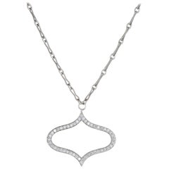 Estate Diamond Drop Necklace 18 Karat White Gold Vintage Fine Jewelry Chain