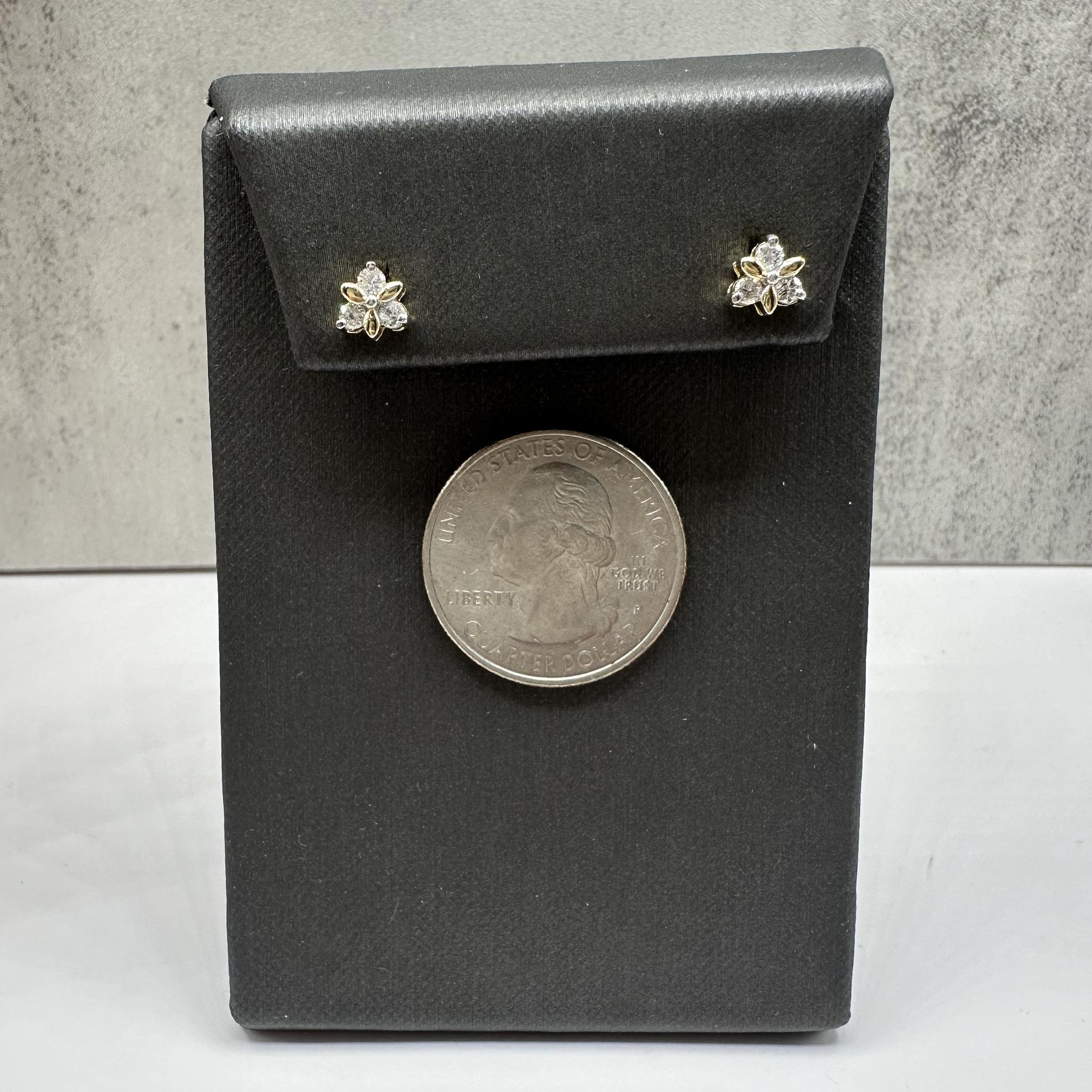 Boucles d'oreilles en or jaune 14kt - 0.20ctw GH I1, Push Backs Bon état - En vente à West Hempstead, NY