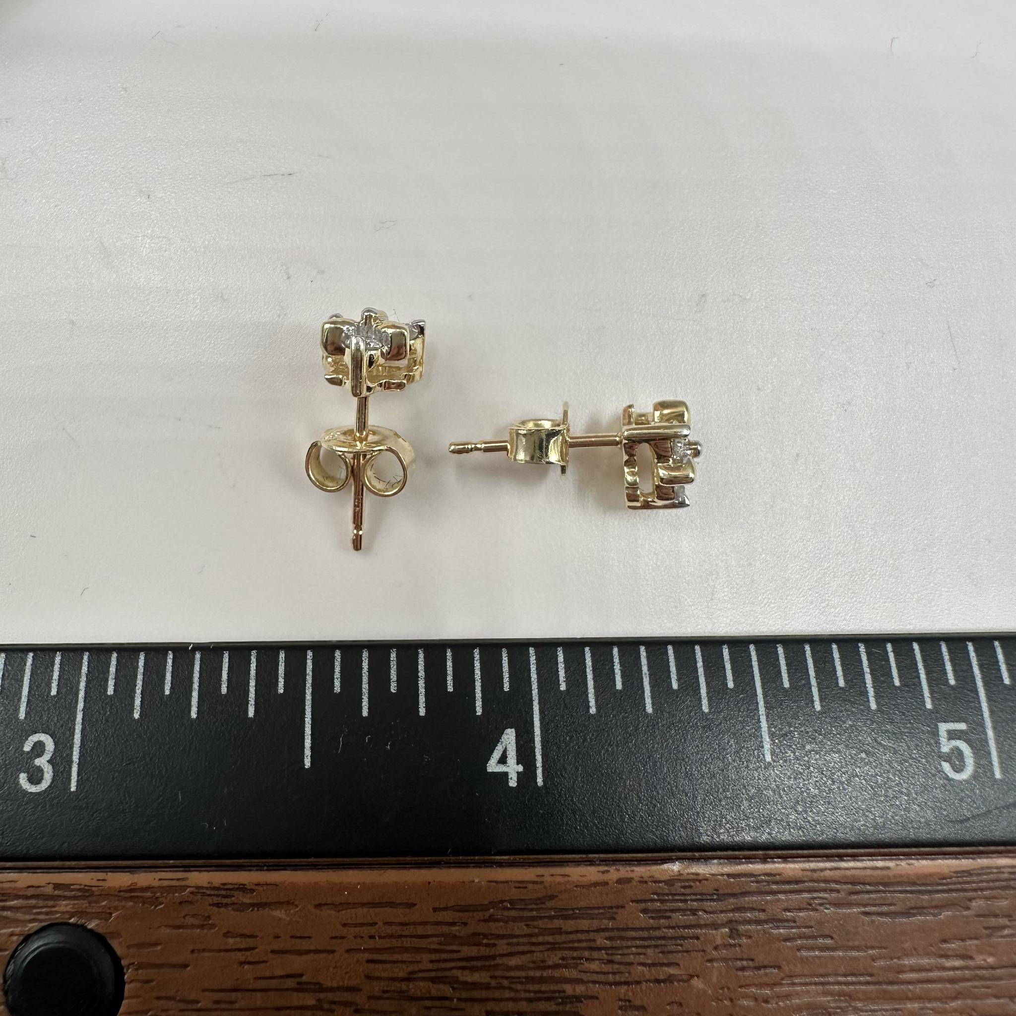 Boucles d'oreilles en or jaune 14kt - 0.20ctw GH I1, Push Backs Pour femmes en vente