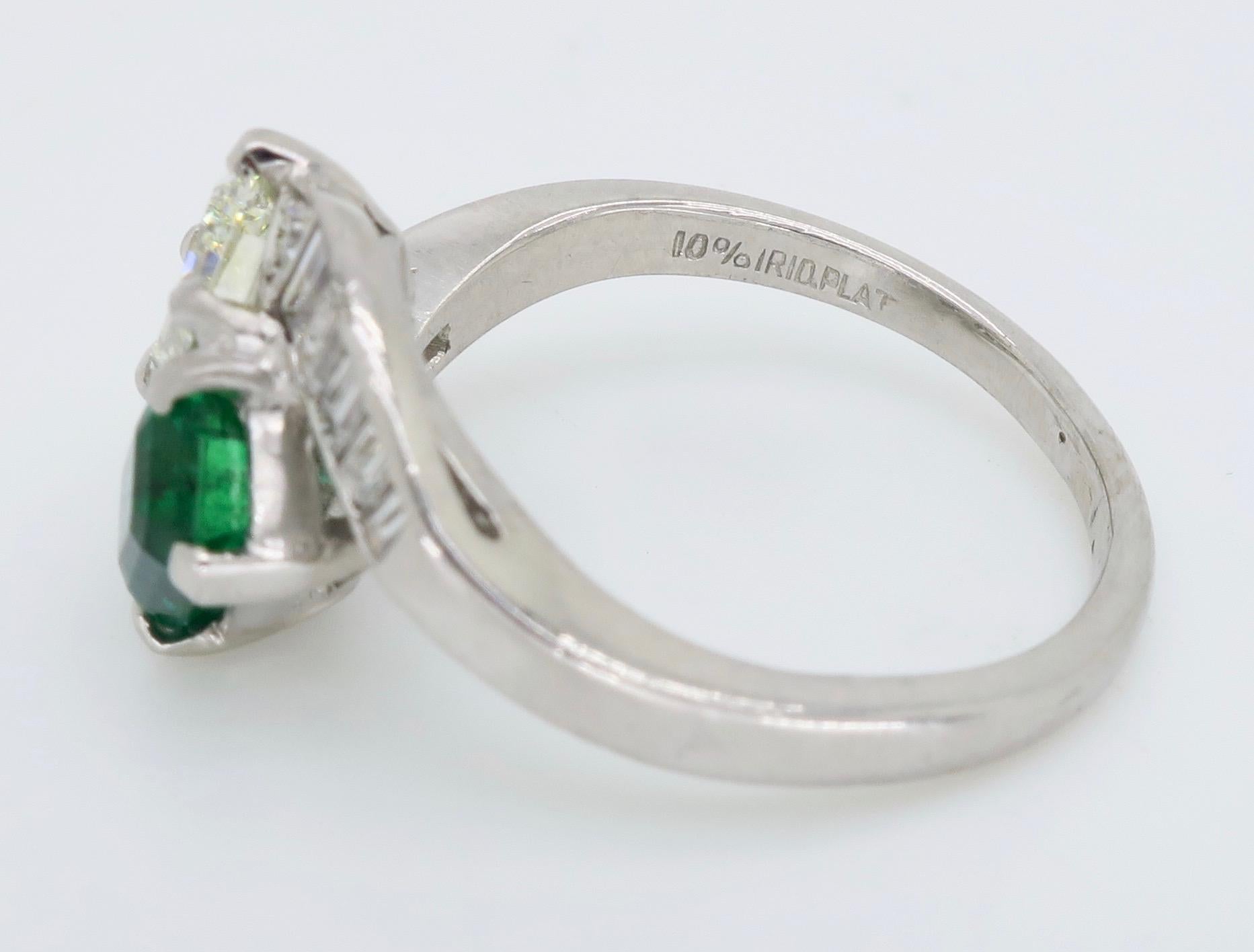 emerald and diamond bypass ring