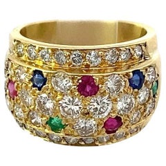 Estate Diamond, Emerald, Sapphire and Ruby Ring