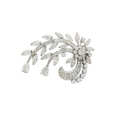 Estate Diamond Floral Platinum Brooch