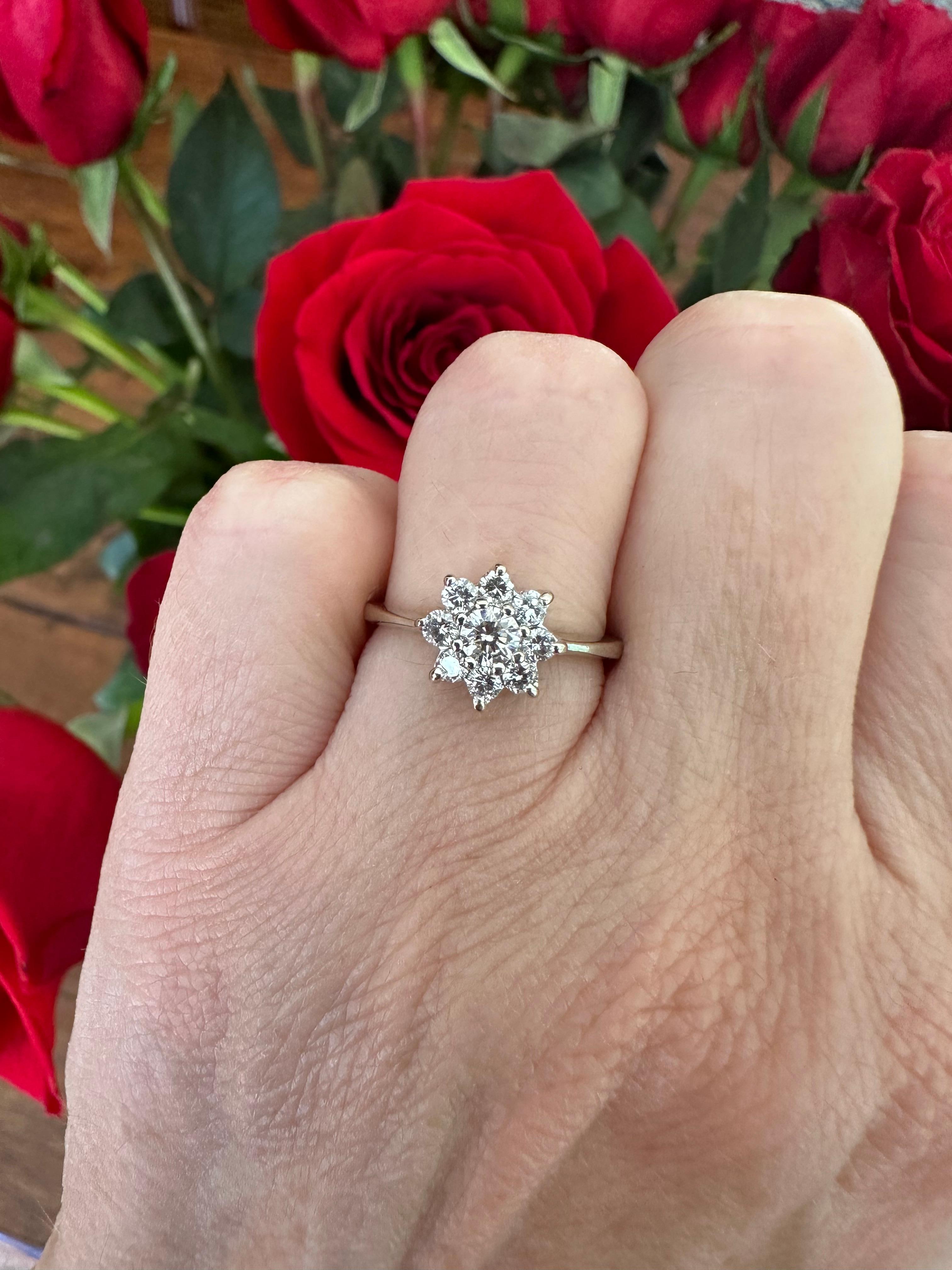 Estate Diamond Flower Cluster Ring In Good Condition For Sale In Denver, CO