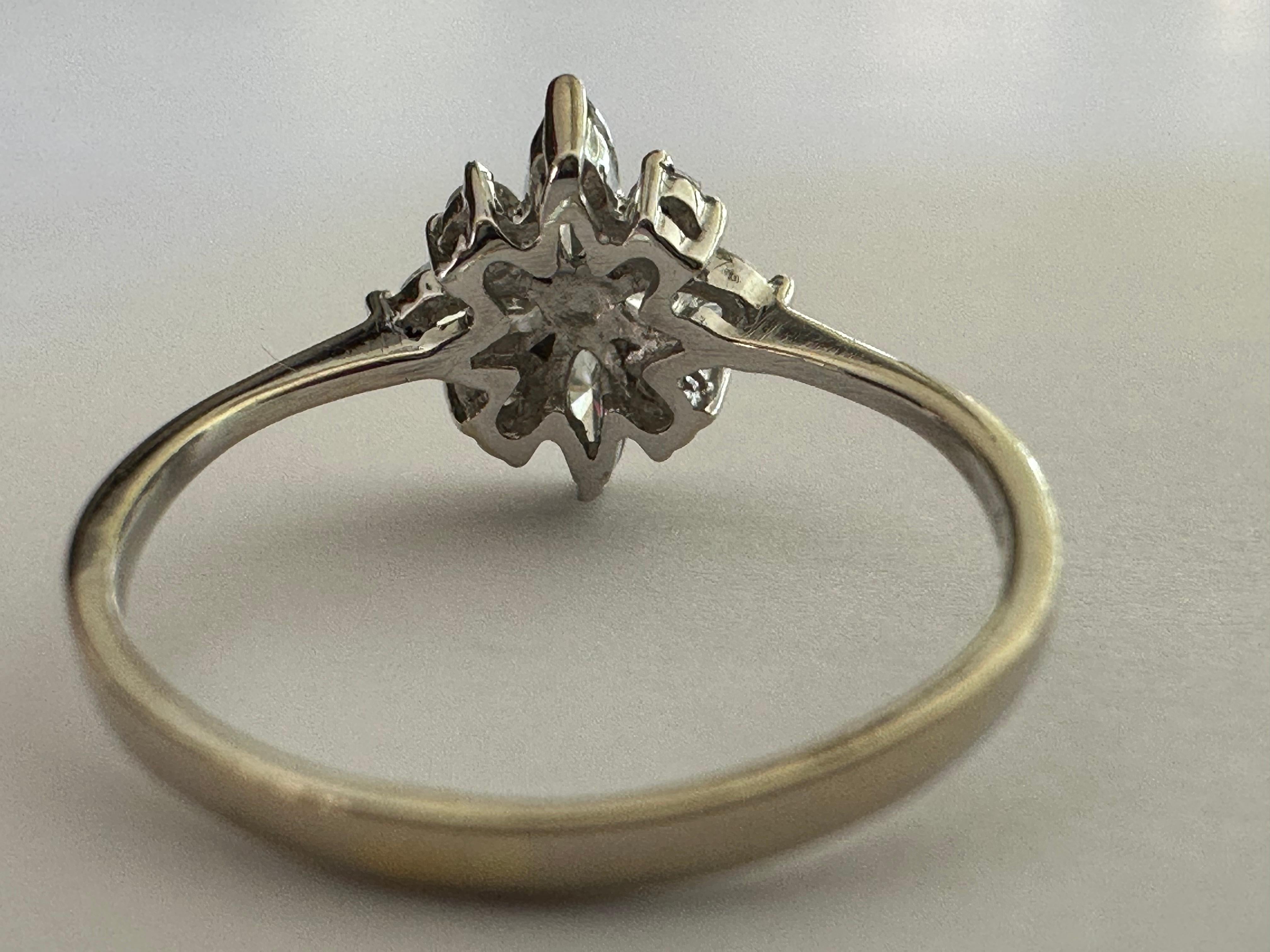 Estate Diamond Flower Pinky Ring In Good Condition For Sale In Denver, CO