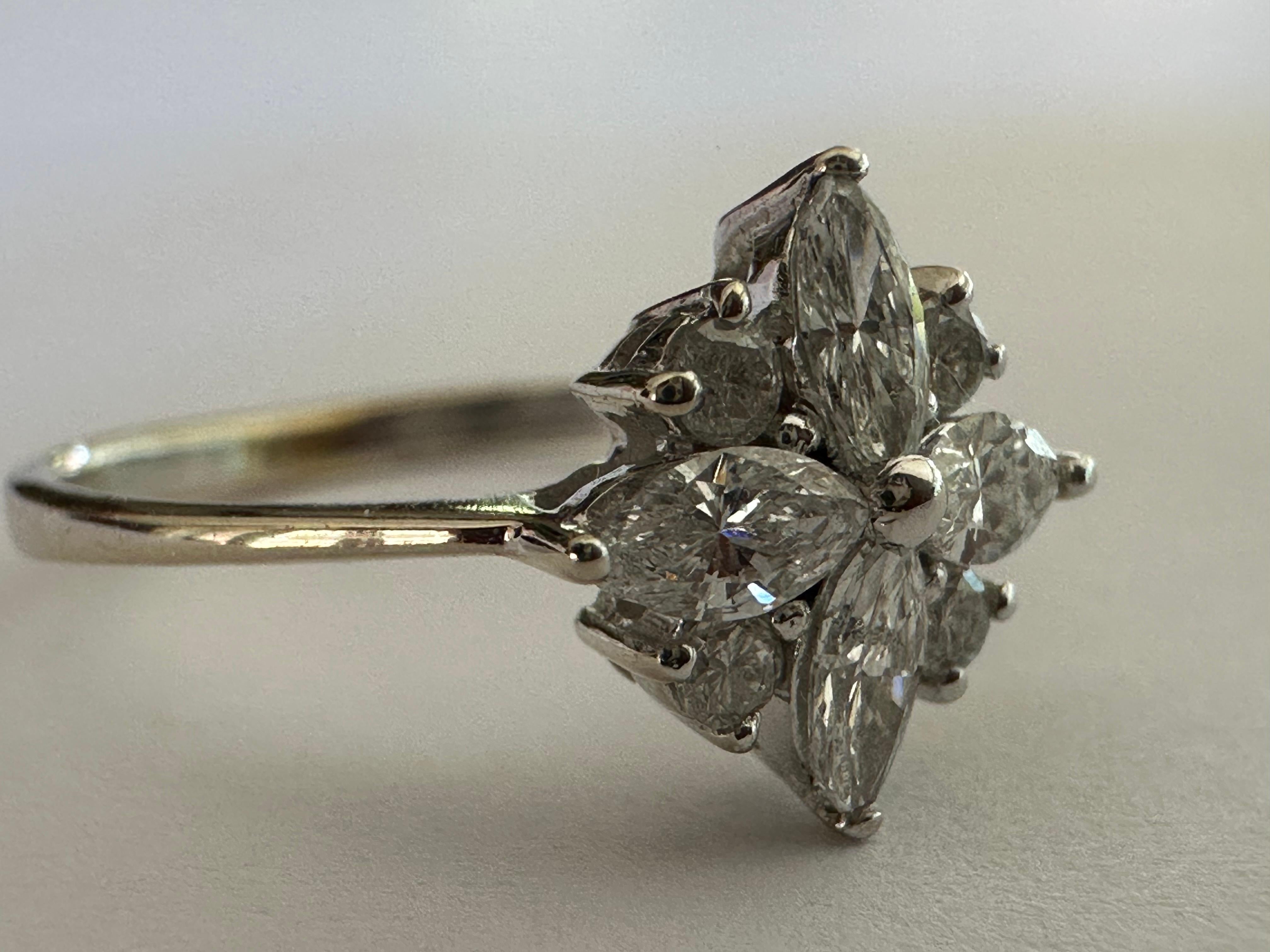 Women's Estate Diamond Flower Pinky Ring For Sale