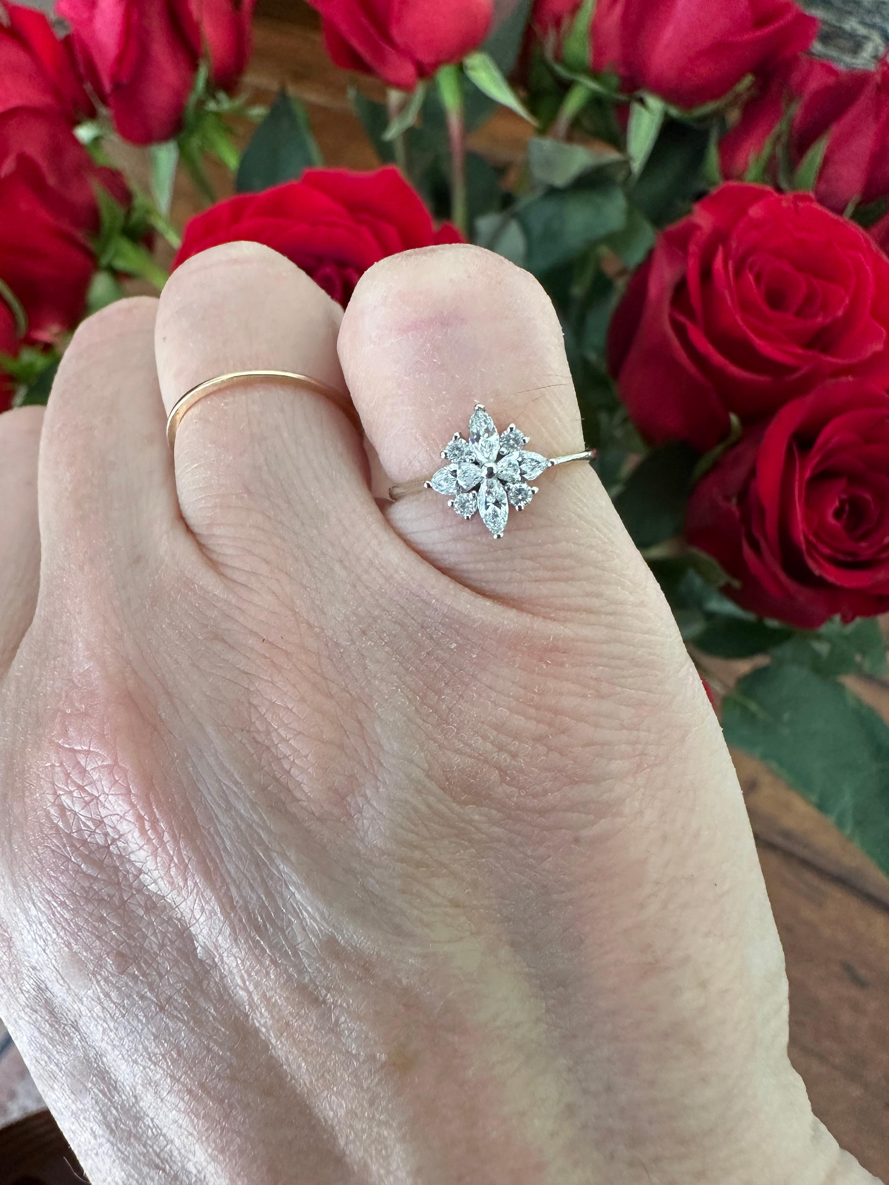 Estate Diamond Flower Pinky Ring For Sale 2