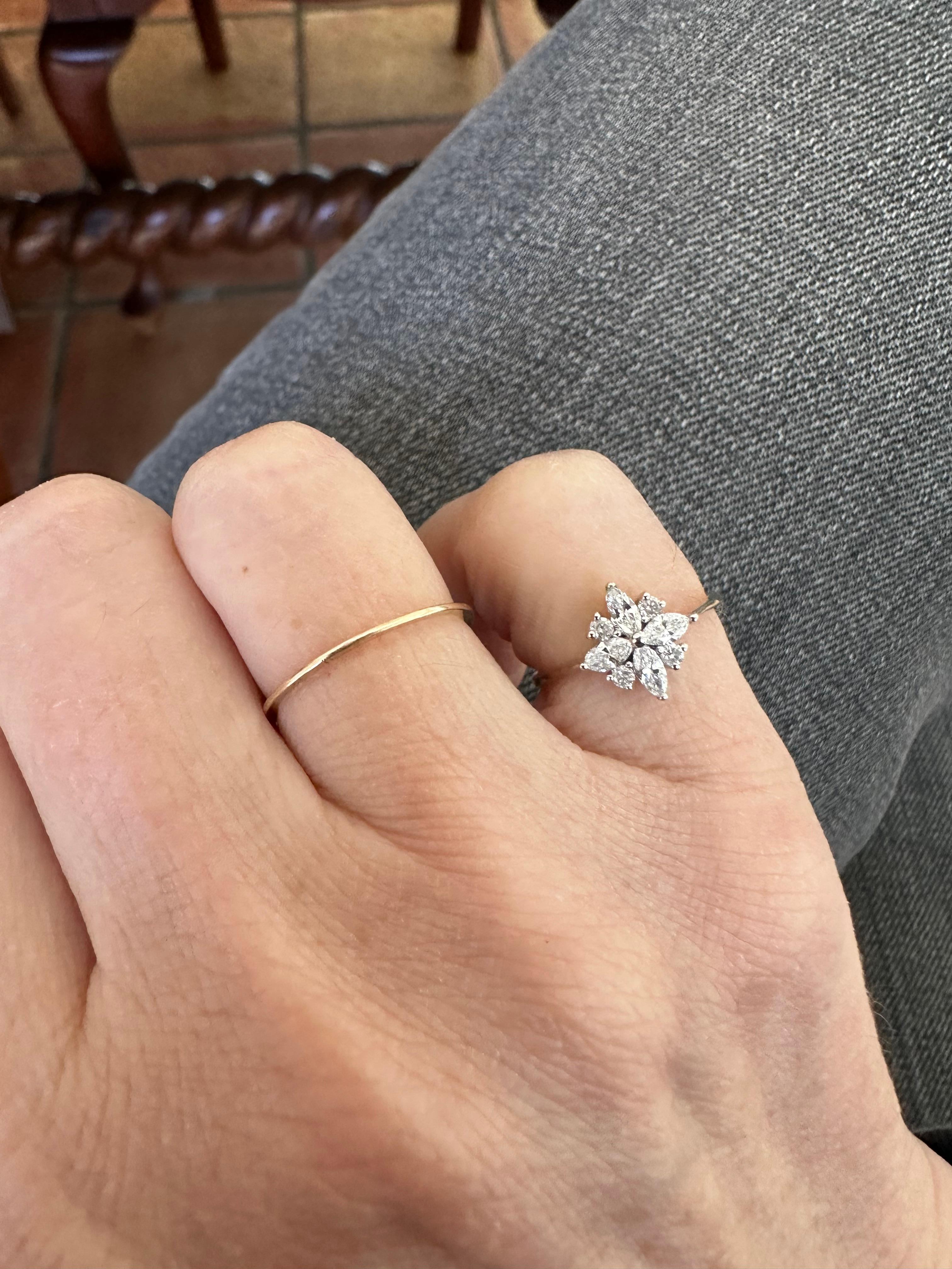 Estate Diamond Flower Pinky Ring For Sale 3