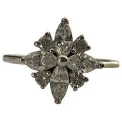 Estate Diamond Flower Pinky Ring