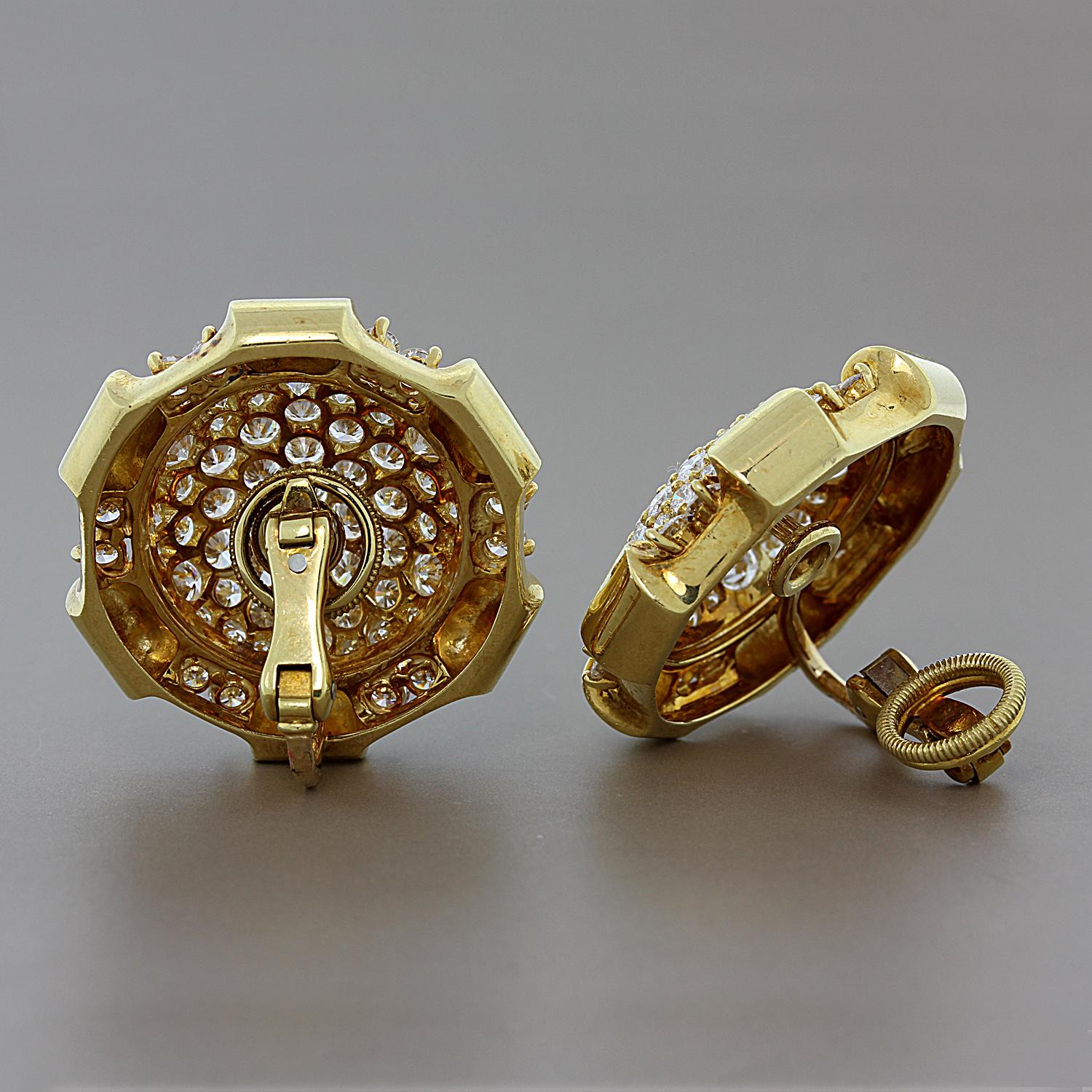 Women's Estate Diamond Gold Clip-On Earrings