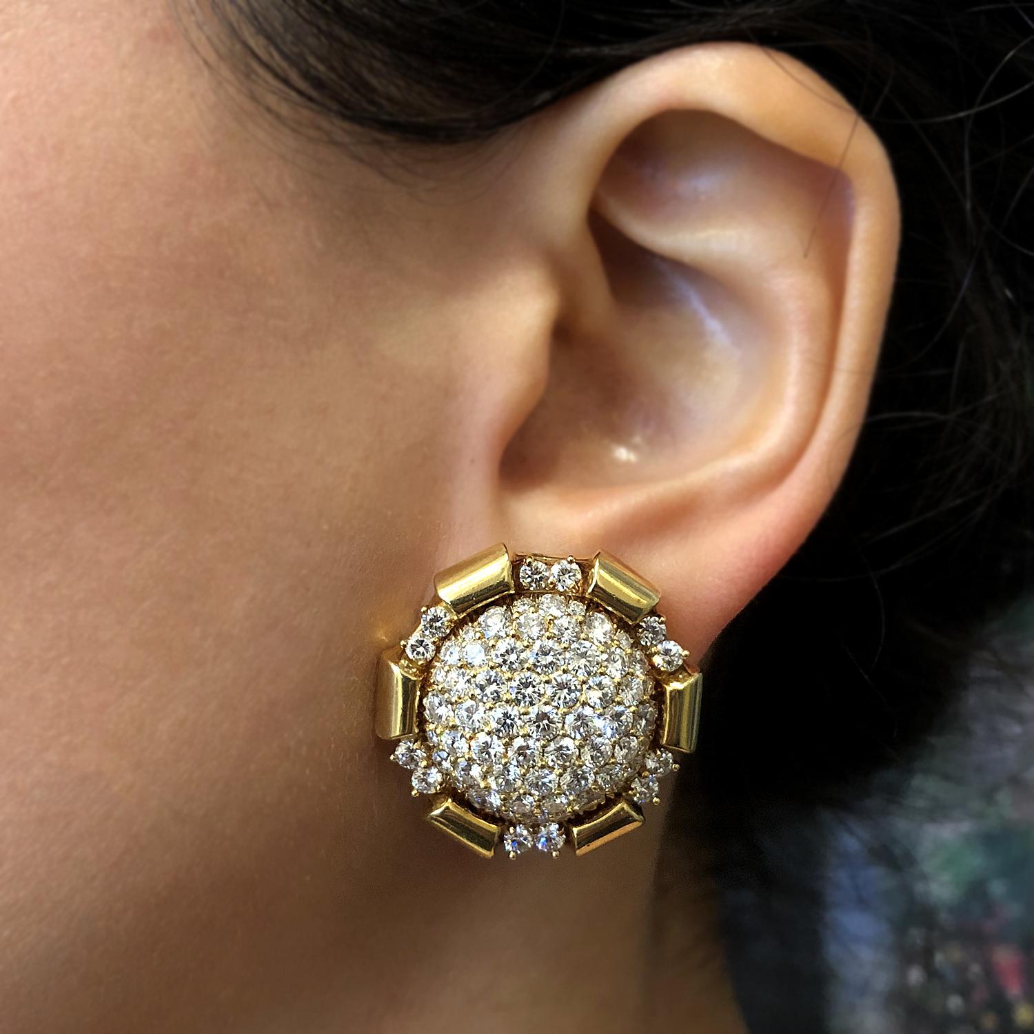 Estate Diamond Gold Clip-On Earrings 1
