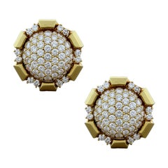 Estate Diamond Gold Clip-On Earrings