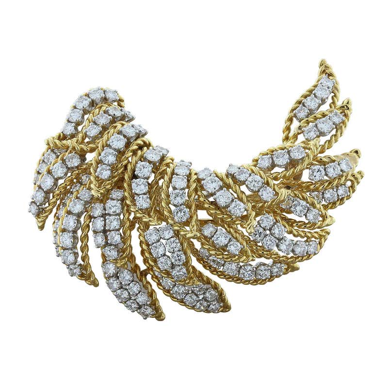 Gold Feather Brooch at 1stDibs
