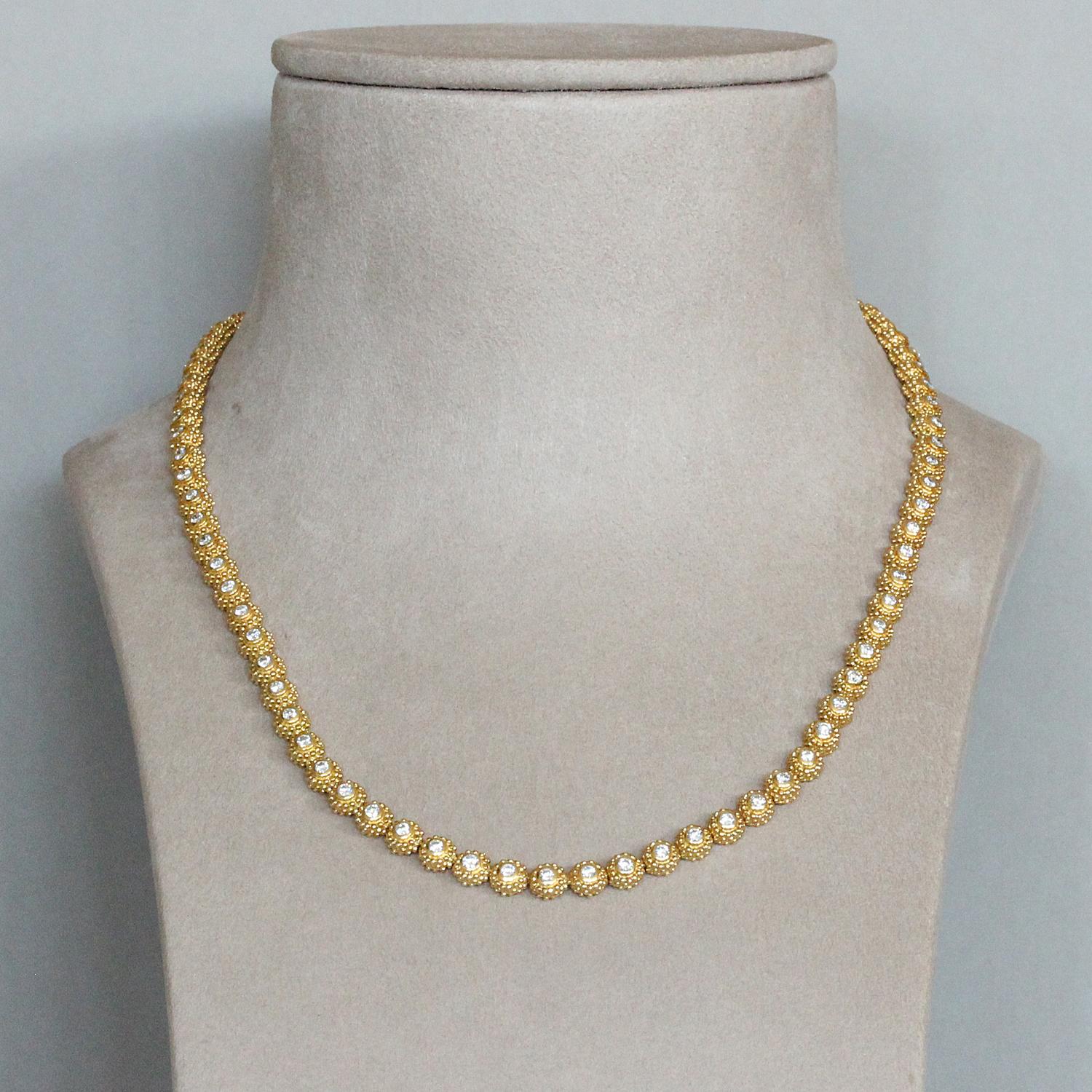 Women's or Men's Estate Diamond Gold Floret Necklace