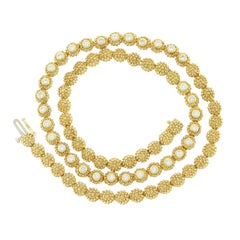 Estate Diamond Gold Floret Necklace Half Circle