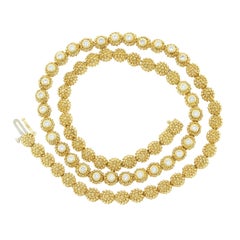 Estate Diamond Gold Floret Necklace Half Circle