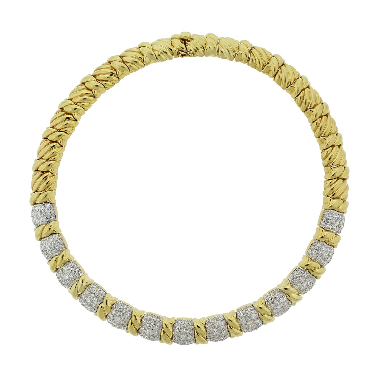 Diamond Gold Twist Design Necklace