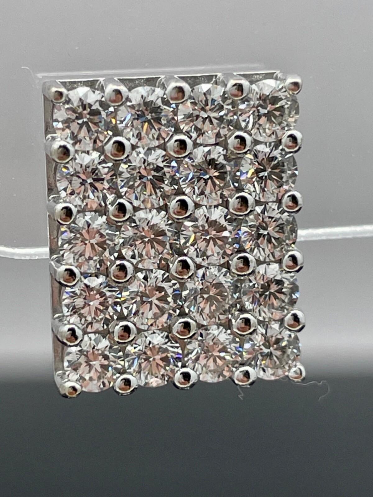 Taglio brillante Orecchini a griglia con diamanti Estate in oro bianco 18k - 3,20ctw H / VS in vendita
