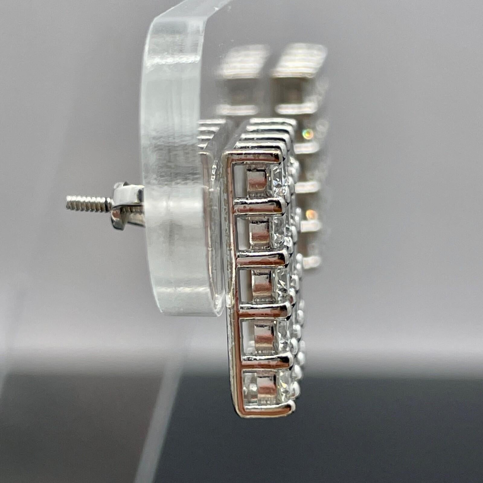 Orecchini a griglia con diamanti Estate in oro bianco 18k - 3,20ctw H / VS In condizioni ottime in vendita a Orlando, FL