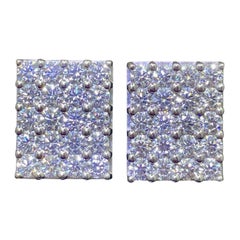 Estate Diamond Grid Earrings 18k White Gold - 3.20ctw H / VS