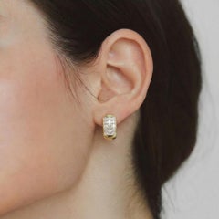Estate Diamond Half Hoop 18k Yellow Gold Earrings, 2.00ctw F VS
