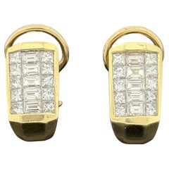 Estate Diamond Half Hoop 18k Yellow Gold Earrings, 2.00ctw F VS