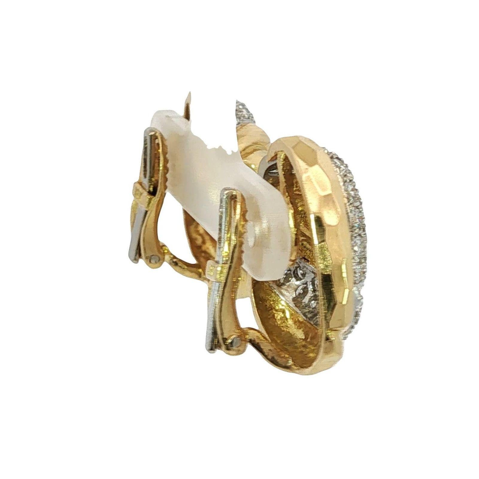 Estate Diamond Heart Earrings Clip-Ons 18K White and Yellow Gold ~2.86ctw For Sale 3