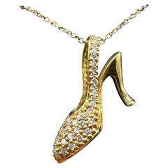 Estate Diamond High Heel Necklace Yellow Gold 0.90ctw 18in Pre Loved