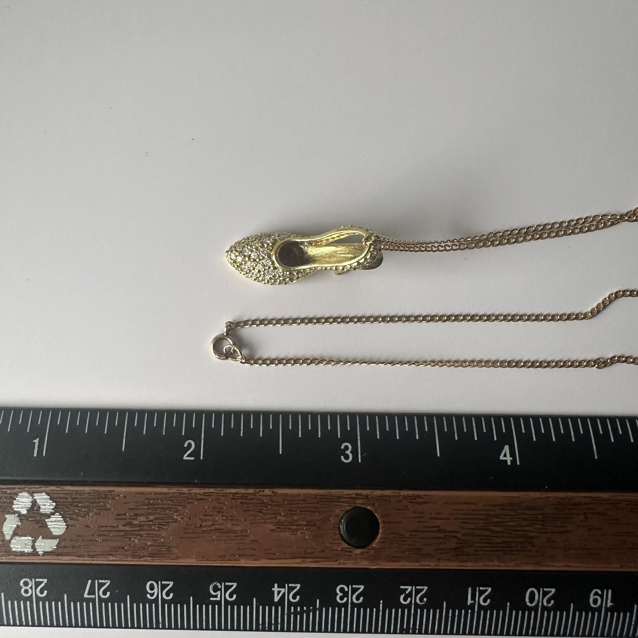 Estate Diamond High Heel Pendant in 18kt Yellow Gold on 10kt Gold Chain 5