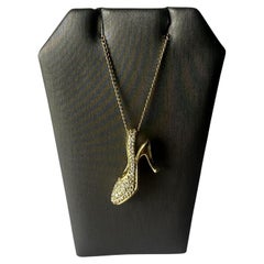 Estate Diamond High Heel Pendant in 18kt Yellow Gold on 10kt Gold Chain