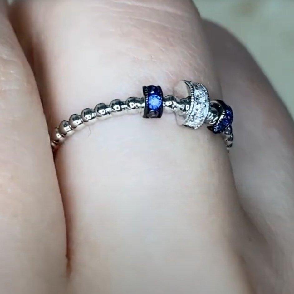 Nachlass Diamantschmuck Diamant-Schmuck Diamant ( ca. 0,03 Karat) & Saphir ( ca. 0,10 Karat) Band (Rundschliff) im Angebot