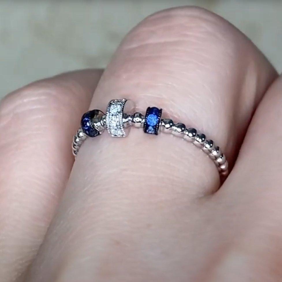 Estate Jewelry Anillo de diamantes (aprox. 0,03 ct) y zafiros (aprox. 0,10 ct) Corte redondo en venta