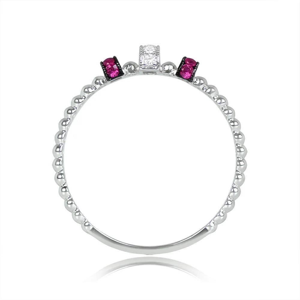 Taille ronde Bague joaillerie de diamants et rubis, or blanc 18 carats en vente